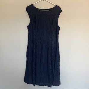 American Living Women’s Navy Lace Floral Cap Sleeve Dress Size 16.